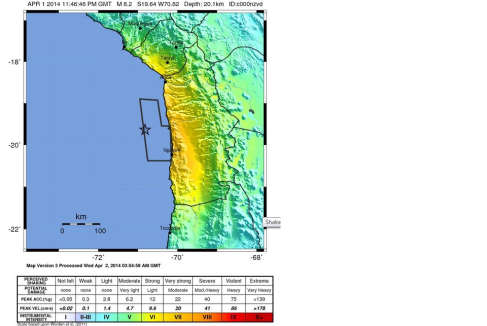 MERCALLI  IQUIQUE 1 ABRIL2012 earthquake CHILE